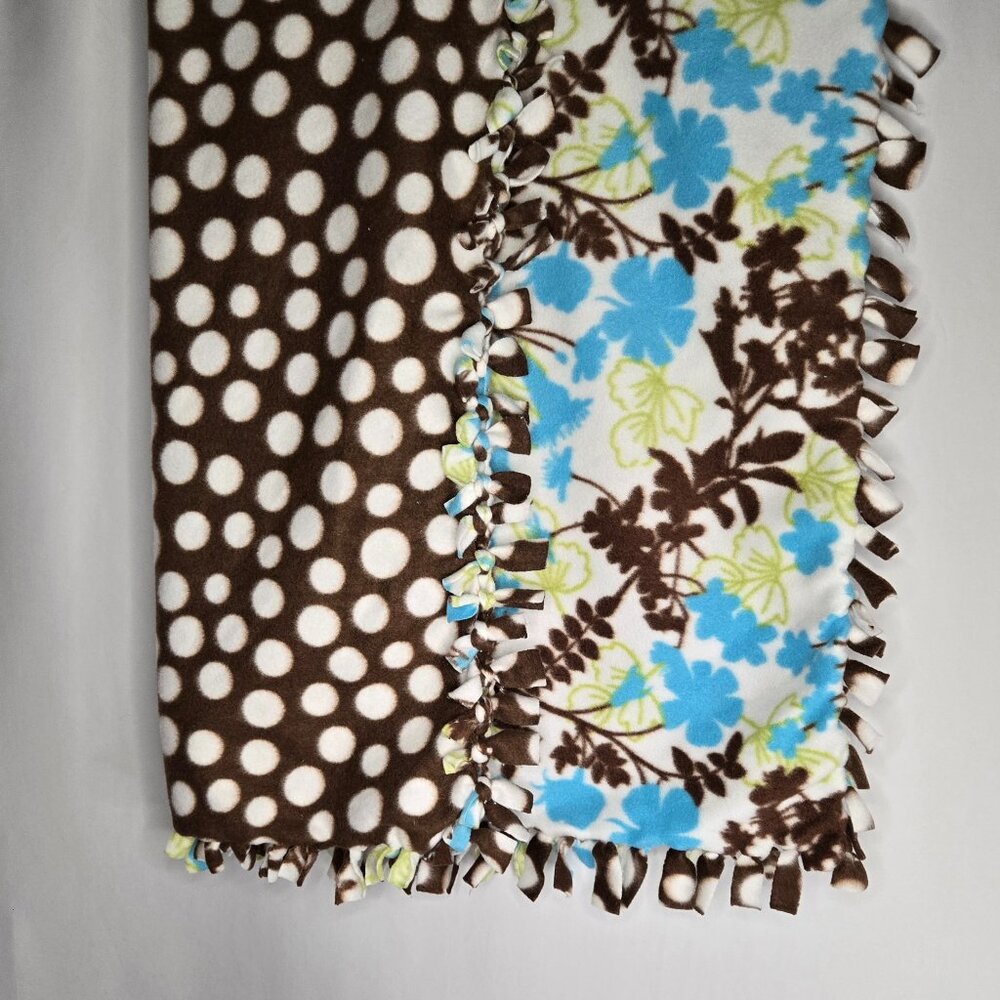 Plush Fleece Lap Blanket Brown, White Aqua, Lime Green